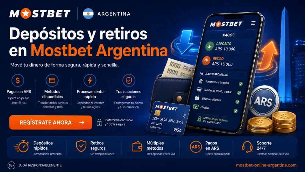 Opciones de pago de Mostbet compatibles con depósitos en pesos argentinos y billeteras digitales.
