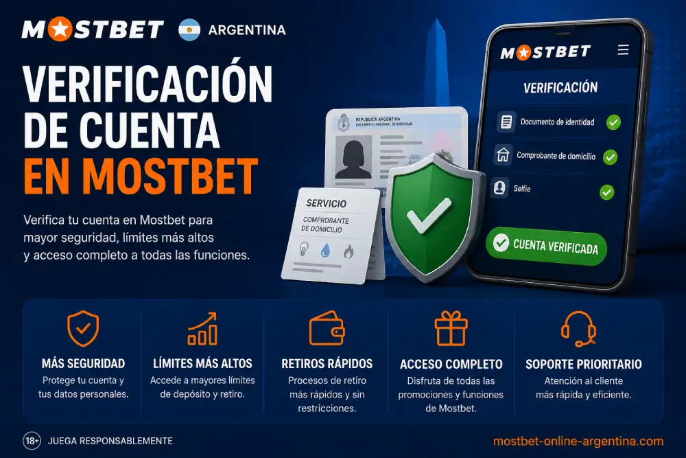 Usuario completando la verificación de identidad en la plataforma de Mostbet Argentina.